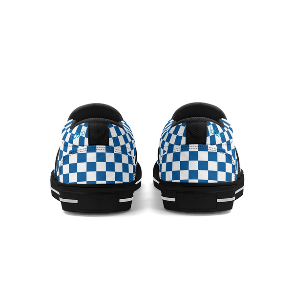 N-Black canvas slip-ons (blue check)