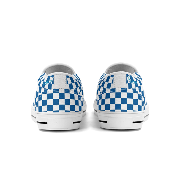 N-White canvas slip-ons (blue check)