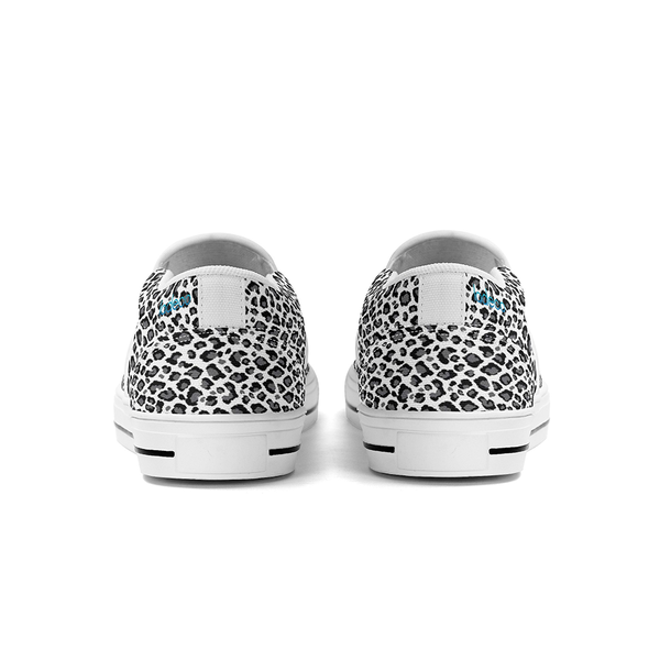 N-White canvas slip-ons (white leopard)