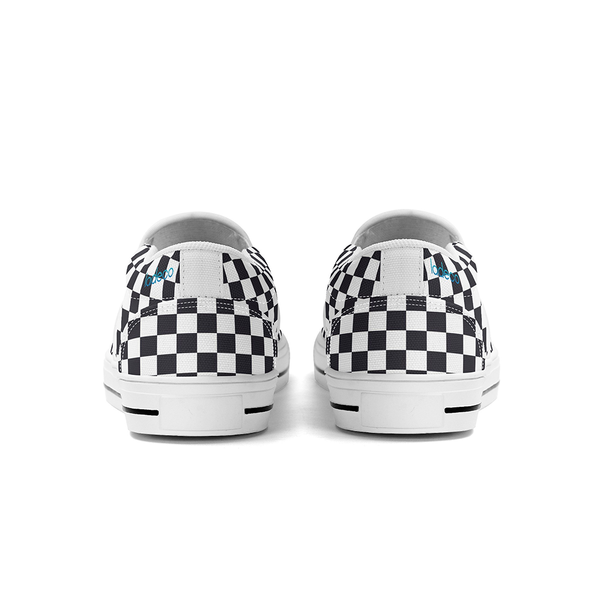 N-White canvas slip-ons (black check)