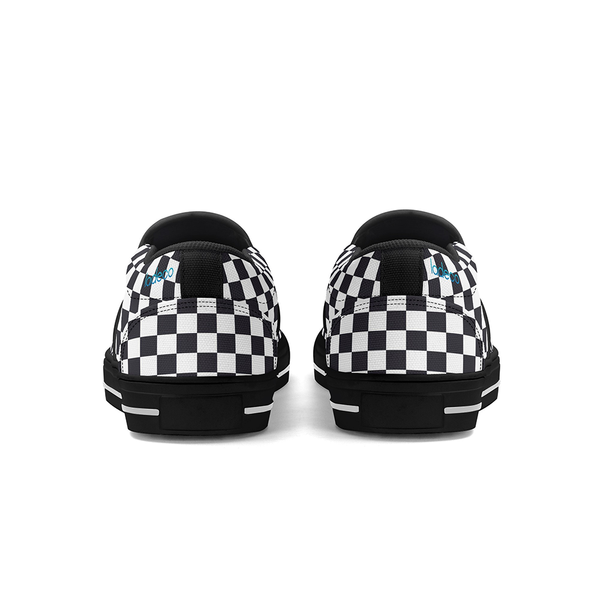 N-Black canvas slip-ons (black check)