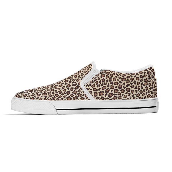 N-Weiße Canvas-Slipper (beiger Leopard)