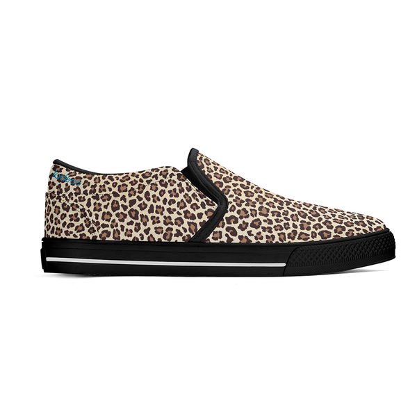 N-Schwarze Canvas-Slipper (beiger Leopard)