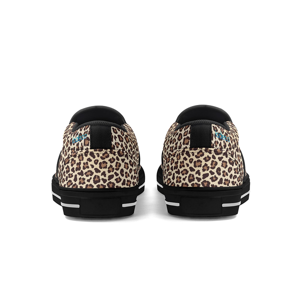 N-Schwarze Canvas-Slipper (beiger Leopard)