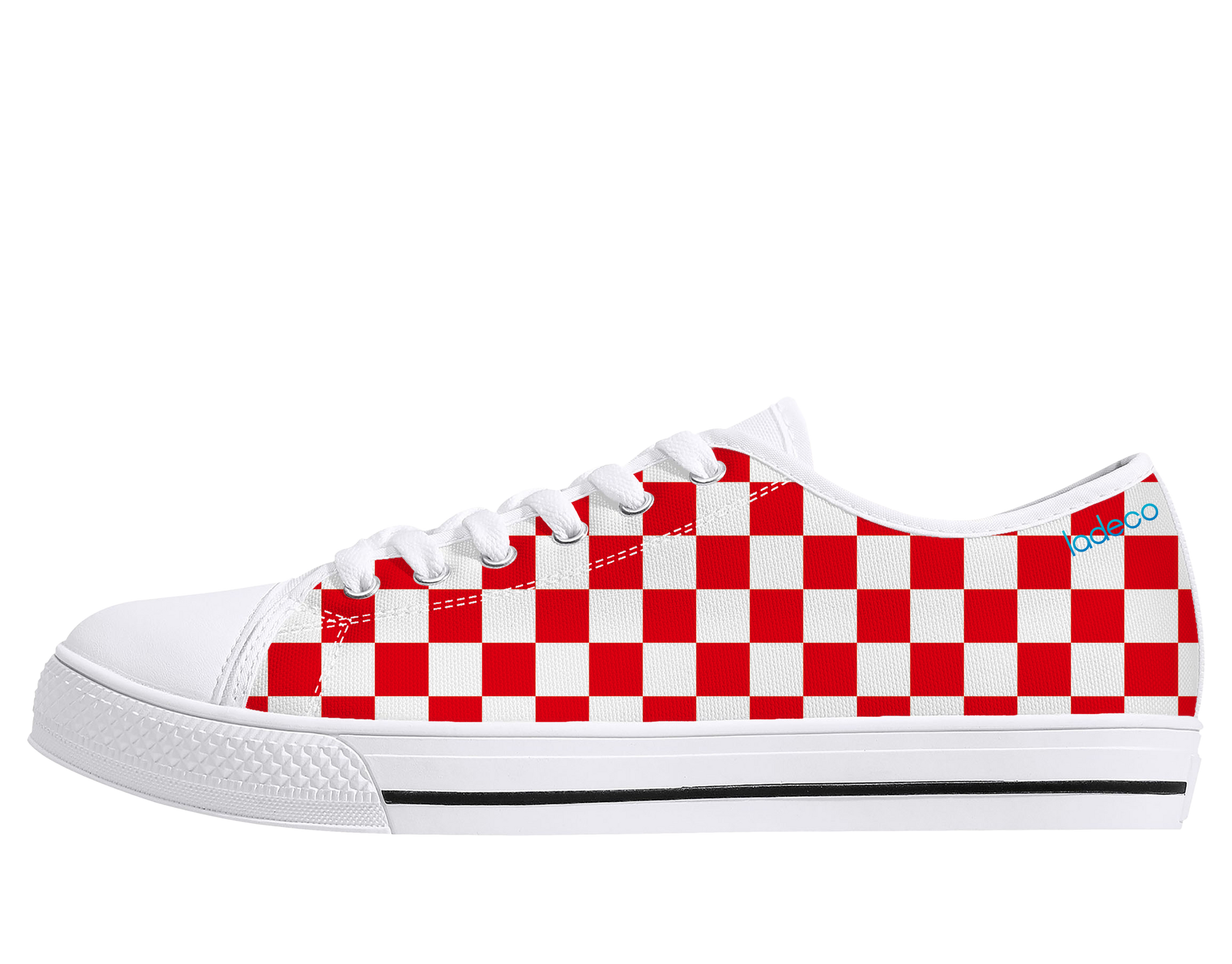 White canvas low cut (red check)