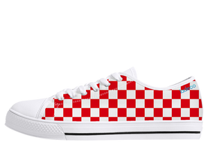 White canvas low cut (red check)