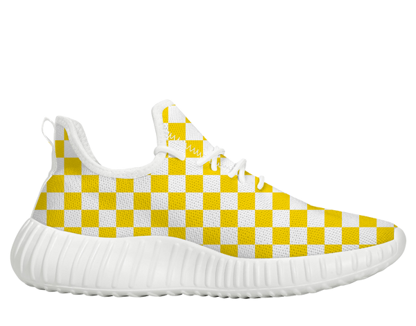 White mesh sneakers (yellow check)