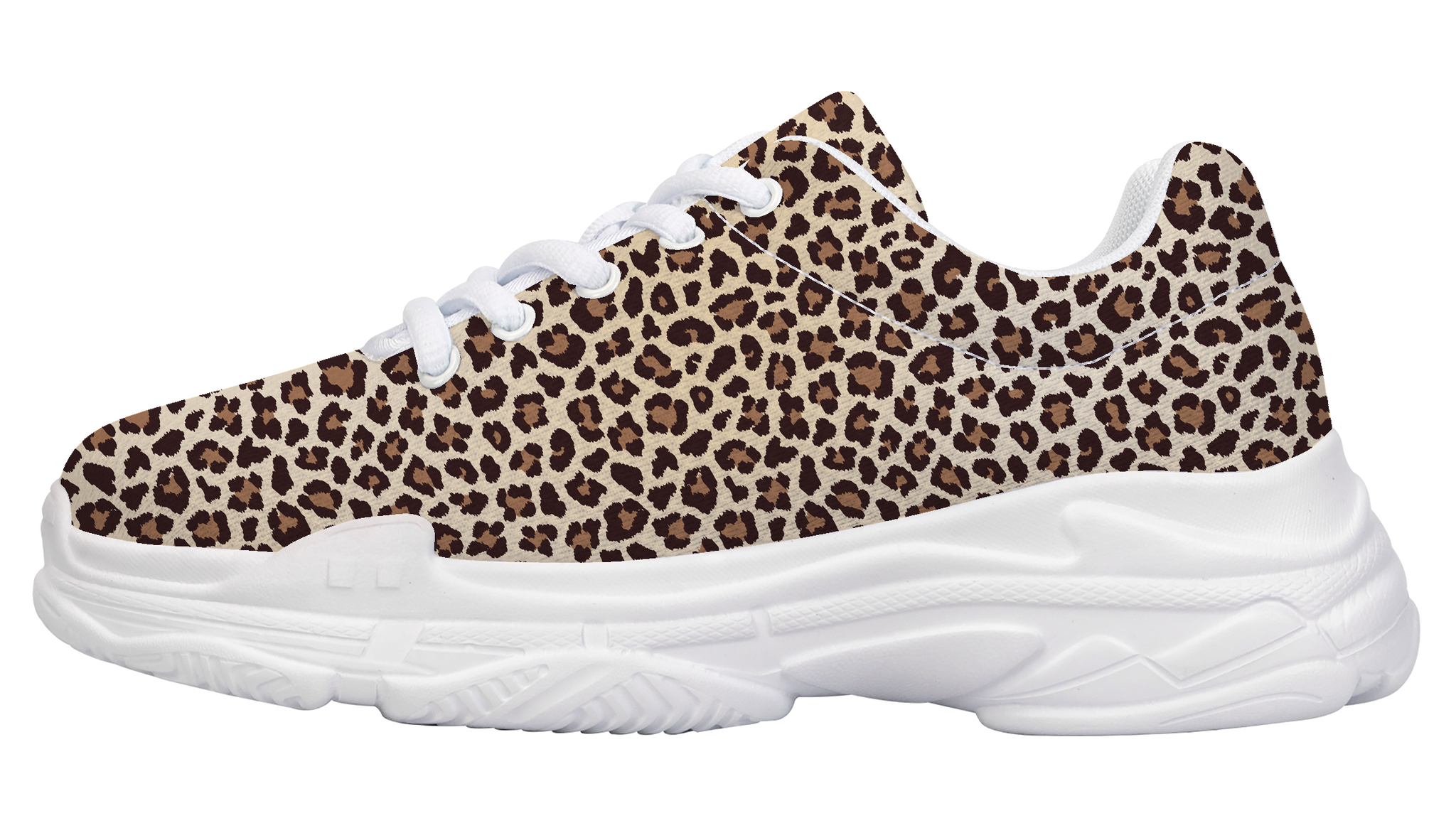 Weiße klobige Schuhe (beiger Leopard)