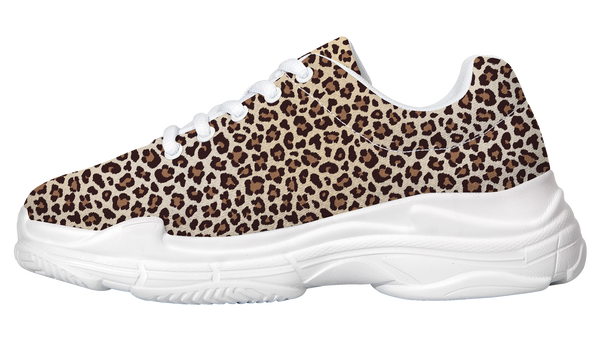 Weiße klobige Schuhe (beiger Leopard)